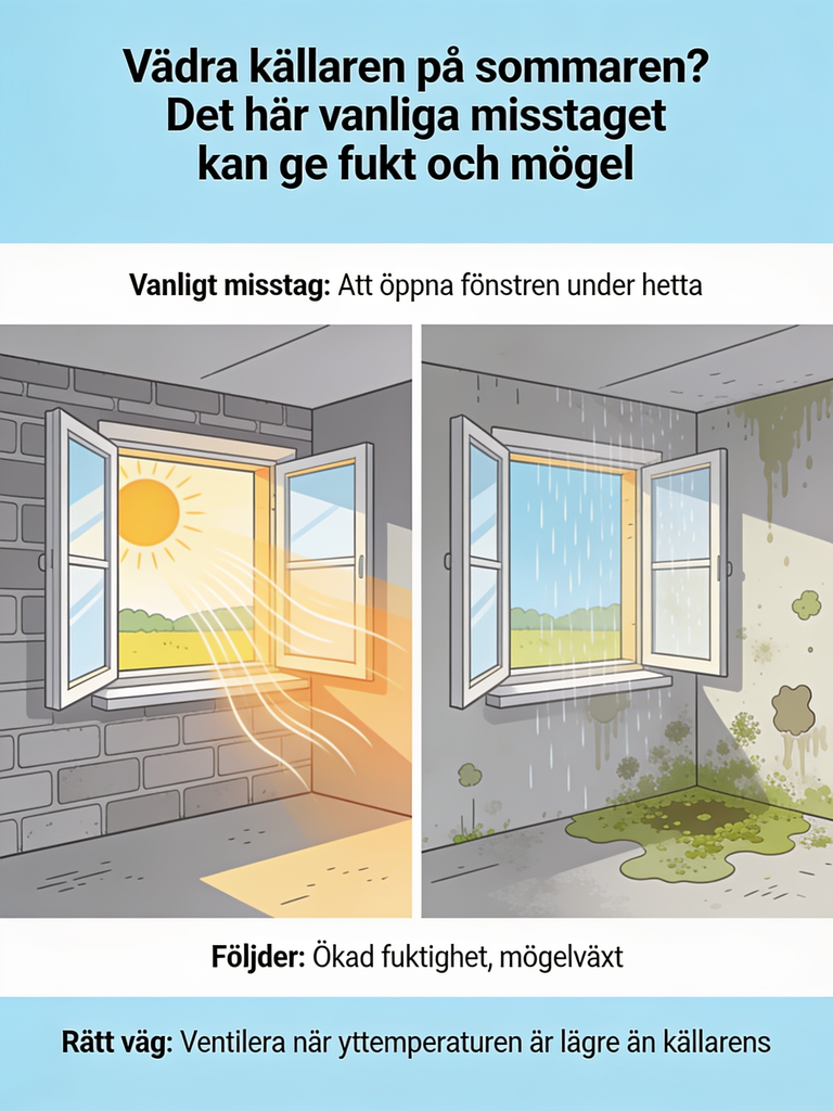 Vädra källaren på sommaren? Det här vanliga misstaget kan ge fukt och mögel