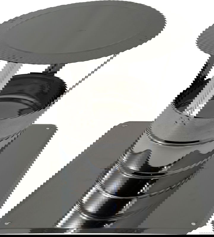 Regnhuv i rostfritt stål - kvadratisk bottenplatta