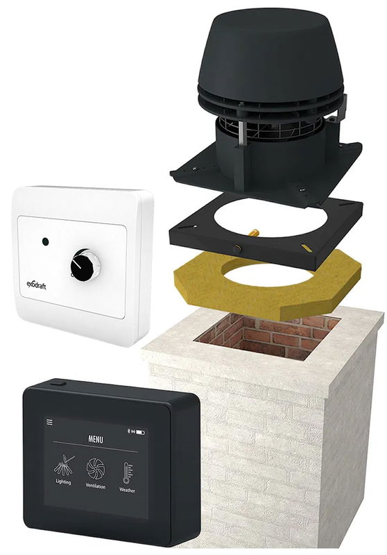 Exodraft paket 6 RS 12 - Öppen eldstad murad skorsten