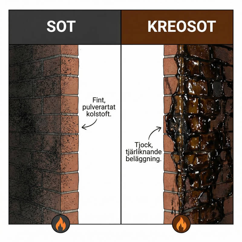 Vad är skillnaden mellan sot och kreosot