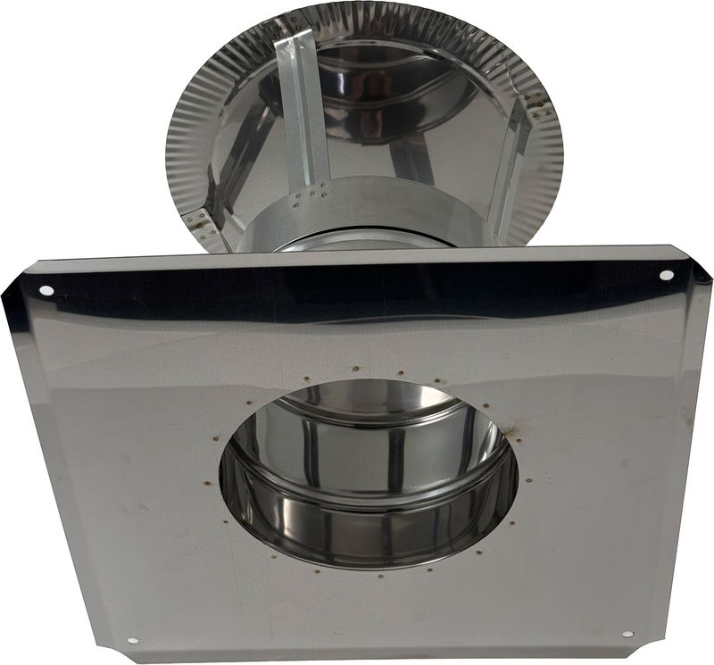 Regnhuv i rostfritt stål - kvadratisk bottenplatta