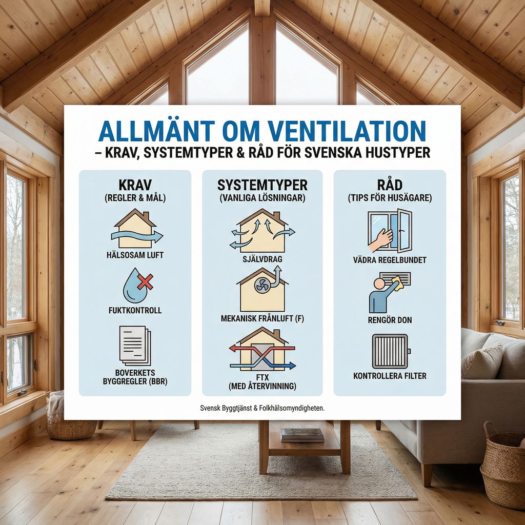 Allmänt om ventilation - krav, systemtyper och råd för svenska hustyper