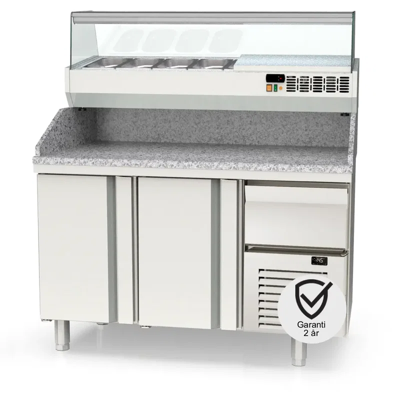Pizzabänk 1345mm 2 dörrar, 1 draglåda MPI-70-135
