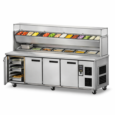 Pizzabänk 4 dörrar 2 kylrännor