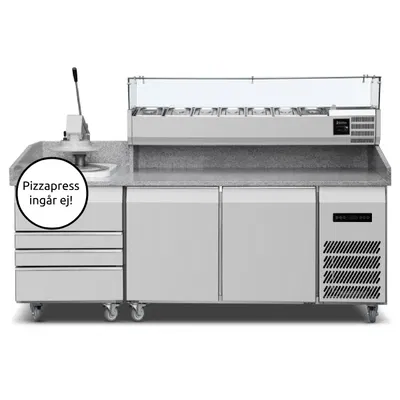 Pizzabänk Komplett 226,6 cm 2 dörr/3 draglådor, 2x kompressor