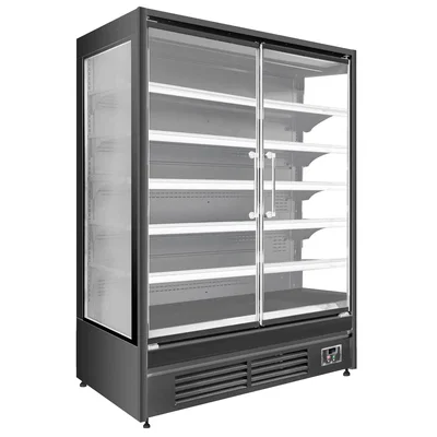 Väggkyl 1455x(h)200 cm - 2 glasdörrar, hyllor LED-belysning
