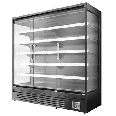 Väggkyl 1940x(h)200 cm - 3 glasdörrar, hyllor LED-belysning