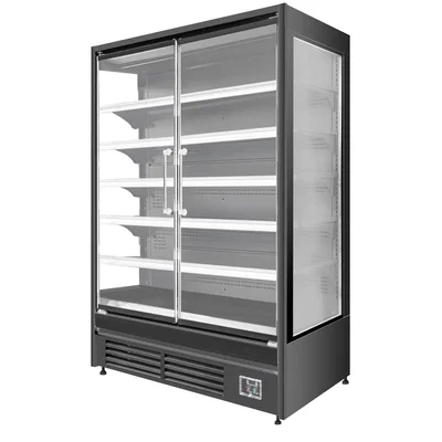 Väggkyl 1315x(h)2000 mm - 2 glasdörrar, hyllor LED-belysning