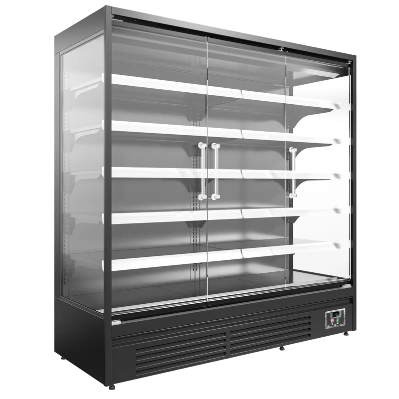 Väggkyl 1940x(h)200 cm - 3 glasdörrar, hyllor LED-belysning
