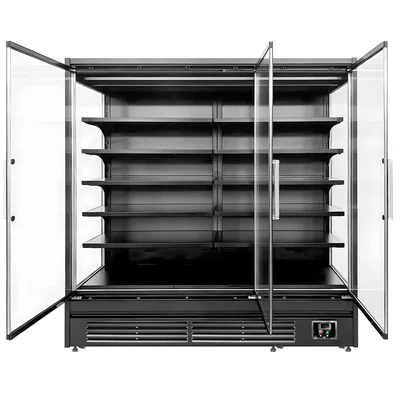 Väggkyl 1940x(h)200 cm - 3 glasdörrar, hyllor LED-belysning