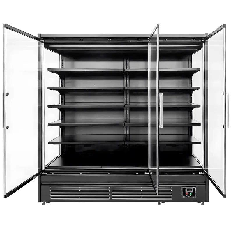 Väggkyl 1940x(h)200 cm - 3 glasdörrar, hyllor LED-belysning