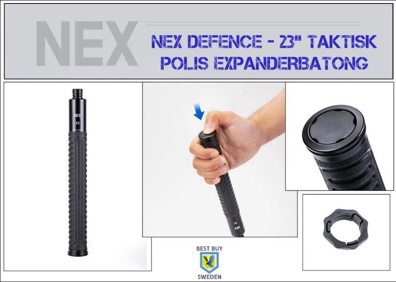 Storsäljaren för vakter i lager igen - NEX DEFENSE - 23" Polis teleskopbatong med infällningsknapp