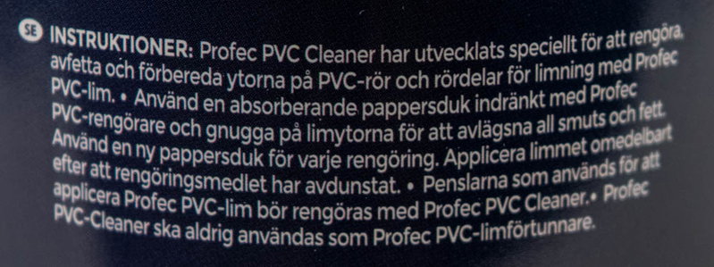 Lösningsmedel och rengöringsmedel för PVC & ABS (Profec)