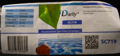 Spa Filter L 318 mm; YD 132 mm; SC719 (Darlly)