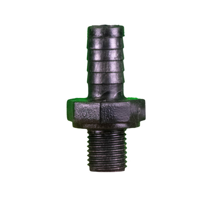 Gängad nippel, 3/8", ca 12.3 mm YD över gängorna och slanganslutning ca 10 mm YD, passar till bland annat Waterway och Aqua-Flo
