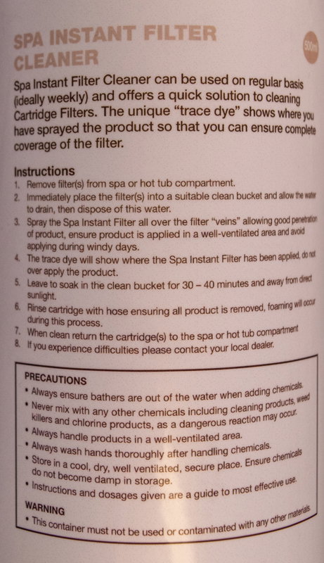 Pure-Spa, Direktverkande Filterrengöring, Spa Instant Filter Cleaner, 0.5 liter