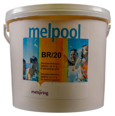 Melpool Brom, tabletter 20g, 66% brom och 27% klor, brom-klordimetylhydantoin, BR/20 BCDMH