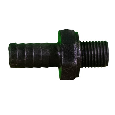 Gängad nippel, 3/8", ca 12.3 mm YD över gängorna och slanganslutning ca 10 mm YD, passar till bland annat Waterway och Aqua-Flo