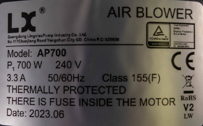 LX Whirlpool AP700-V2 Luftpump, 700W