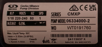 Aqua-Flo Circ-Master CMXP, 1/15hk, 1 växel, 2.0x2.0 tum (Sundance/Jacuzzi)