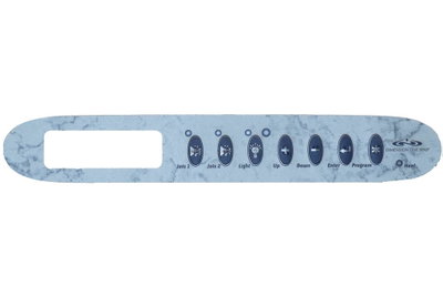 Dimension One (D1) Overlay för TSC-24, 7 knappar: Jets 1, Jets 2, Light, Up, Down, Enter, Program