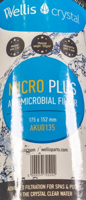 Spa Filter L 175 mm; YD 152 mm; Grov gänga YD 50 mm; Wellis Antibakteriell