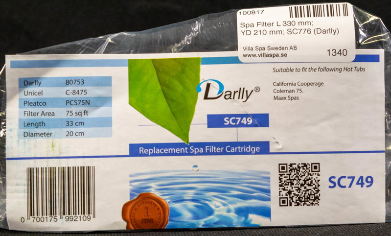 Spa Filter L 330 mm; YD 200 mm; SC749 (Darlly)