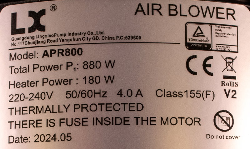 LX Whirlpool APR800-V2 Luftpump med värmare, 700W + 180W
