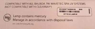 UV-C Lampa till ClearRay/Balboa UV-C enheter, t.ex. Wavezone och Wavetec