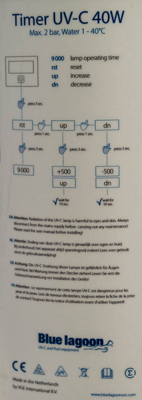 Blue Lagoon UV-C desinfektionsenhet 40W, 2 bar