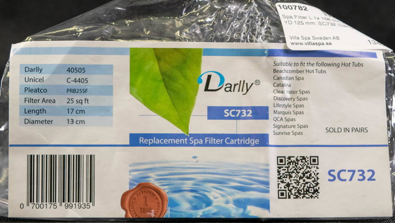 Spa Filter L 1x 168 och 2x 336 mm; YD 125 mm; SC732 (Darlly)