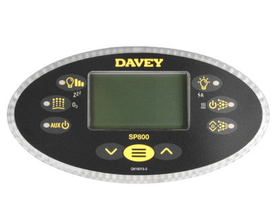 Davey Spa Power SP800 Touch Panel - Temp Up/Light, Temp Down, Jets, Blower