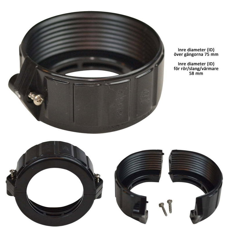 Delbar mutter / Split Nut / Union till värmare mm 1.5 tum 49 mm