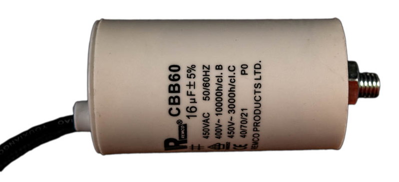 Kondensator 16µF (med sladd), L 73.5 mm x Ø 40 mm