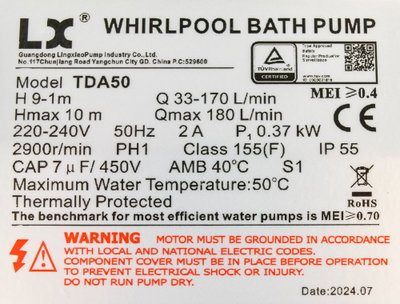 LX Whirlpool TDA50