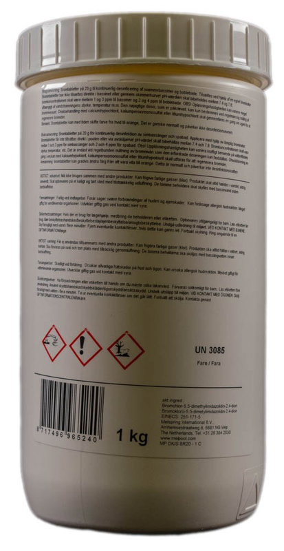 Melpool Brom, tabletter 20g, 66% brom och 27% klor, brom-klordimetylhydantoin, BR/20 BCDMH 1000 g