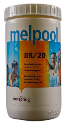 Melpool Brom, tabletter 20g, 66% brom och 27% klor, brom-klordimetylhydantoin, BR/20 BCDMH 1000 g