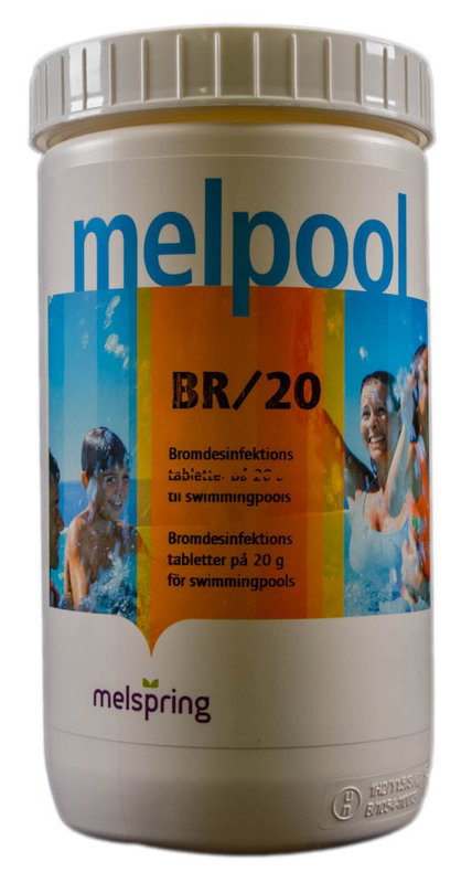 Melpool Brom, tabletter 20g, 66% brom och 27% klor, brom-klordimetylhydantoin, BR/20 BCDMH 1000 g
