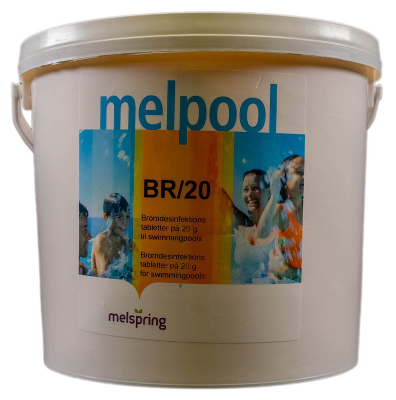 Melpool Brom, tabletter 20g, 66% brom och 27% klor, brom-klordimetylhydantoin, BR/20 BCDMH 5000 g