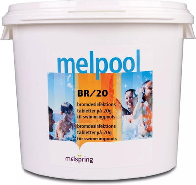 Melpool Brom, tabletter 20g, 66% brom och 27% klor, brom-klordimetylhydantoin, BR/20 BCDMH 1000 g