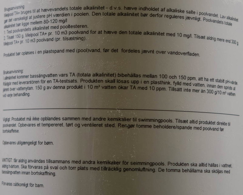 Melpool TA+ Öka alkaniteten, granulat, Natriumbikarbonat 1 kg