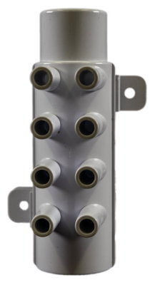 Grenrör 2x 1.0 tum (ha-ho) till 8x 3/8 tum (ha)