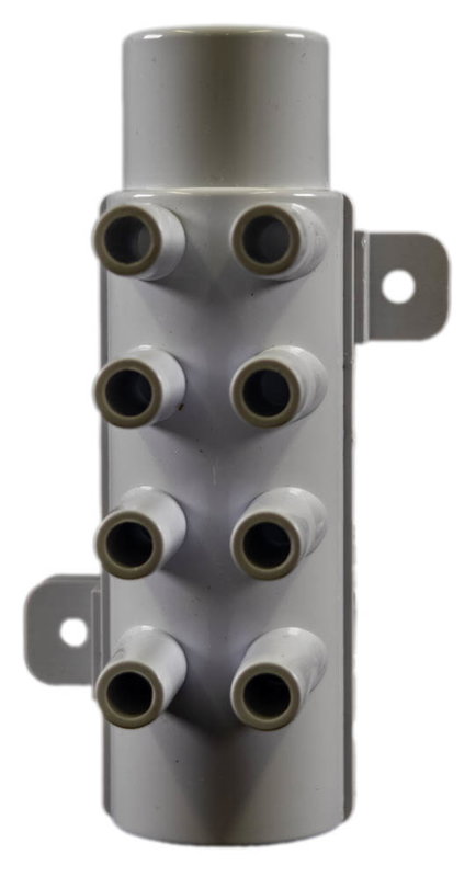 Grenrör 2x 1.0 tum (ha-ho) till 8x 3/8 tum (ha)