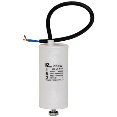 Kondensator 40µF (med sladd), L 92 mm x Ø 50 mm