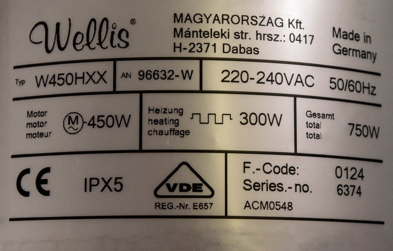Spatech / Wellis 450HXX, Luftpump 450W med värmare 300W Utan kabel