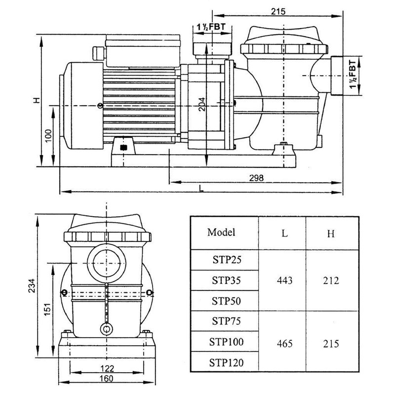 LX Whirlpool STP25 Pool pump, 0.25hk, 1-fas