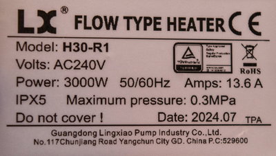 LX Heater H30-R1 med tryckvakt utan kontrollkabel