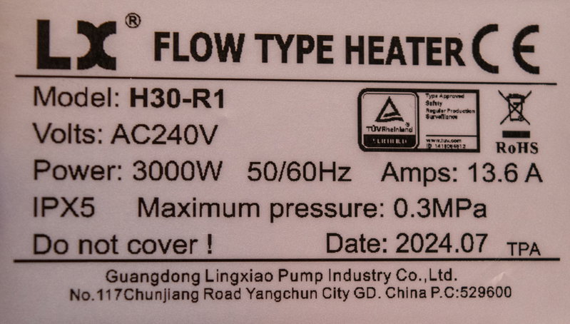 LX Heater H30-R1 med tryckvakt utan kontrollkabel