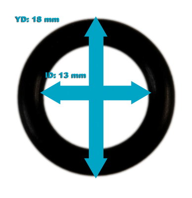 O-ring YD 18 mm ID 13 mm till bland annat anslutningar för 3/8-tum, t.ex. nipplar, luftningspluggar mm