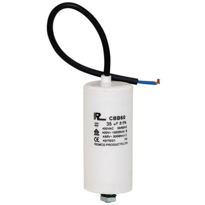 Kondensator 35µF (med sladd), L 92 mm x Ø 45 mm